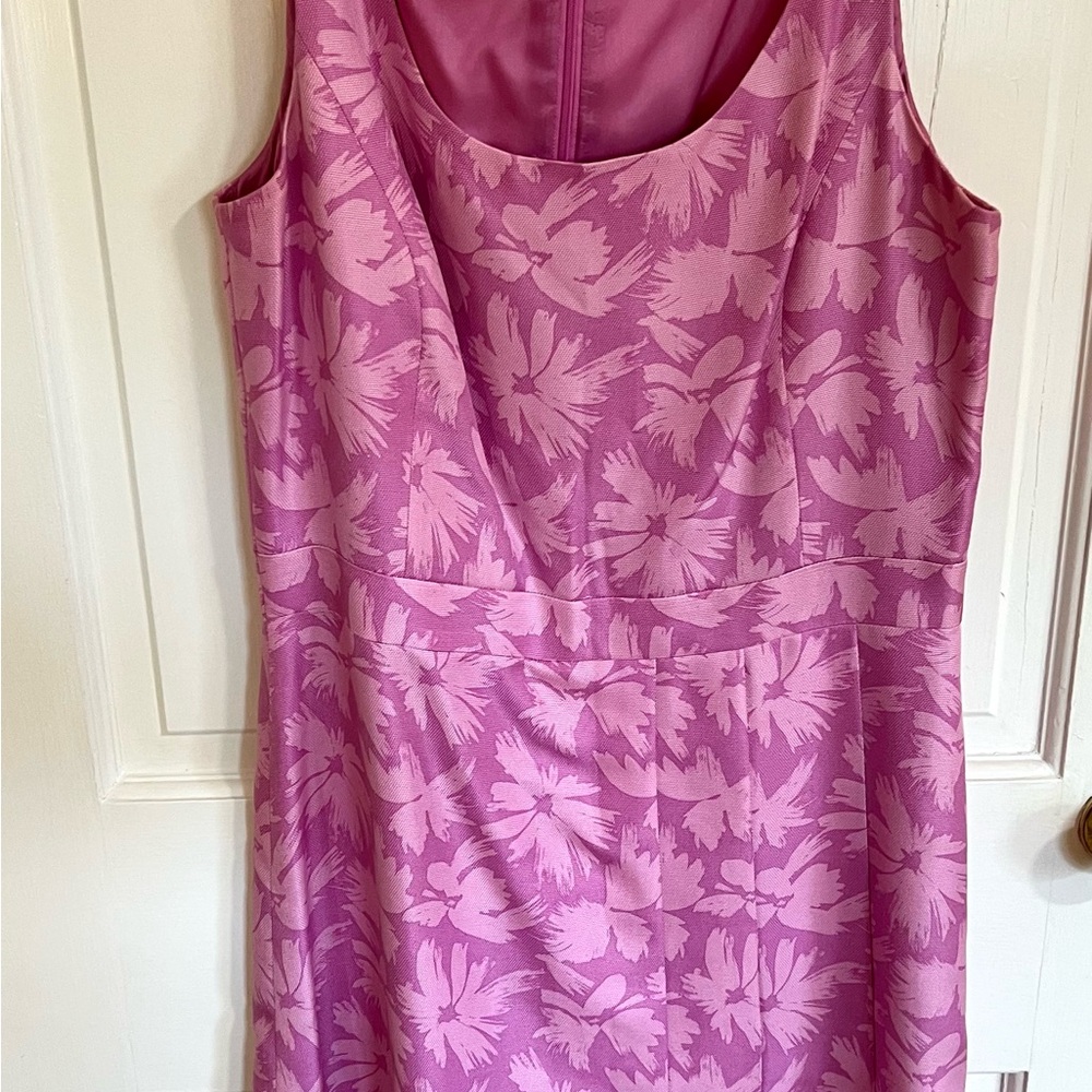 Ann Taylor Pink Floral Jacquard Midi Dress